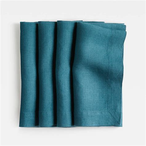 Marin Sea Blue EUROPEAN FLAX -Certified Linen Napkin, Set of 4 | Crate ...