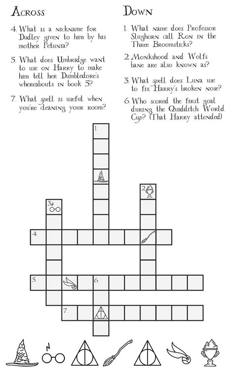 Printable Harry Potter Crossword Puzzles – PrintableLib