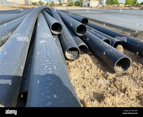 HDPE High Density Polyethylene pipe for water supply at construction ...