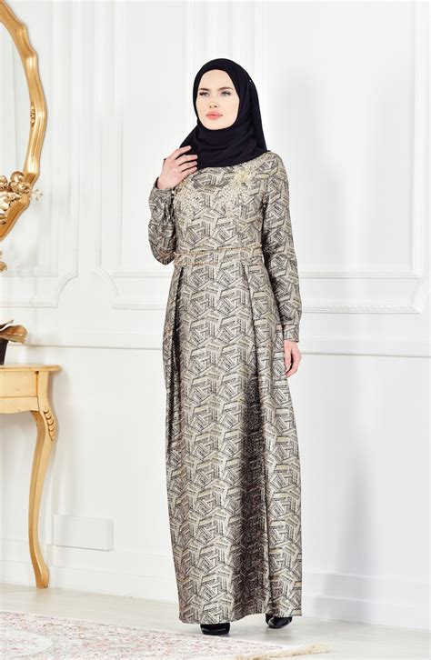 Black Hijab Evening Dress 8085-03 | Sefamerve