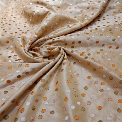 Polka Dots Prints On Embroidered Taffeta