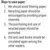 Q. why should paper be saved ? prepare a list of ways by which you can ...