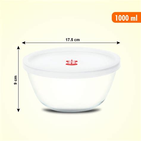 Mixing Bowl Borosilicate Glass with Lid 1000 ml. – Signoraware