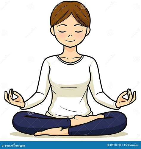 Calm Yoga Teacher in Meditation Pose Stock Illustration - Illustration of mindfulness ...