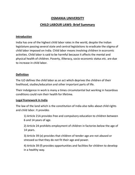 Child Labour Brief - Warning: TT: undefined function: 32 OSMANIA ...