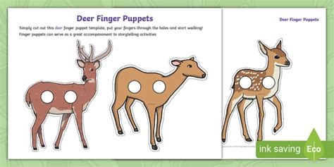 Deer Finger Puppets (teacher made) - Twinkl