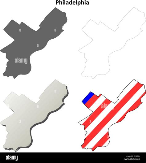 Philadelphia County, Pennsylvania outline map set Stock Vector Image ...