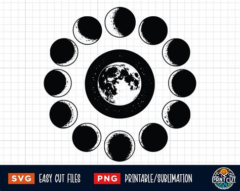 8 Moon Svg Bundle, Moon Phase SVG Png, Lunar Phases Svg, Moon Phase Clip Art, Crescent Moon Svg ... - Moon Phases Clip Art
