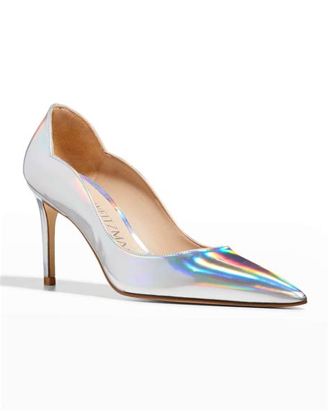 Stuart Weitzman Stuart Iridescent Scallop Pumps | Neiman Marcus