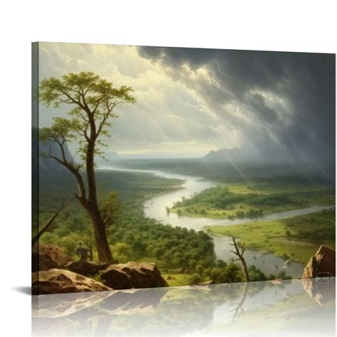 ONETECH Lake Wall Art Canvas Framed Prints Vintage Oxbow Lake Famous ...