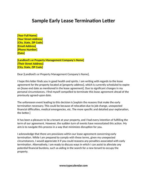 Examples Of Early Lease Termination Letters at Justin Conway blog