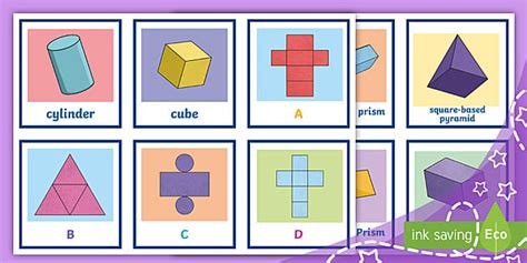 👉 3D Shapes and Nets Matching Game (Ages 9 - 11)