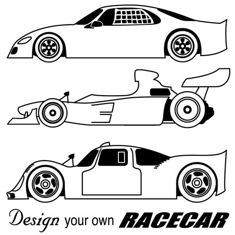 Black and White Clip Art: Race Car Clipart