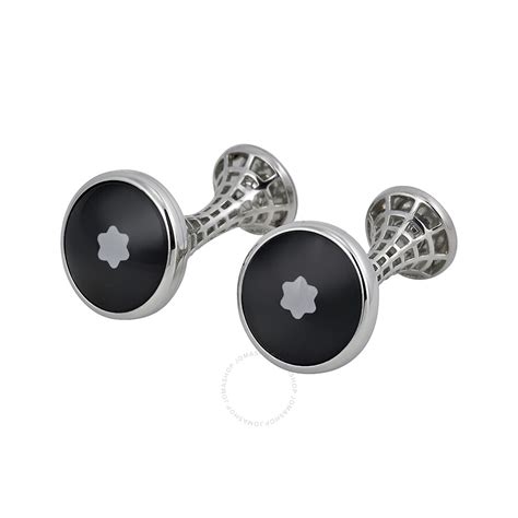 Montblanc Heritage Skeletted Steel Cuff Links with Black Glass Inlay ...
