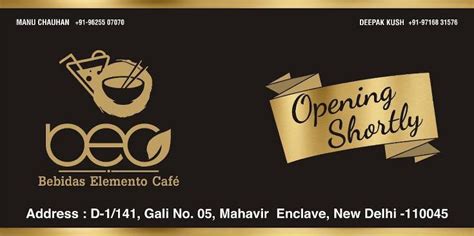 Menu at Bebidas Elemento Cafe, New Delhi