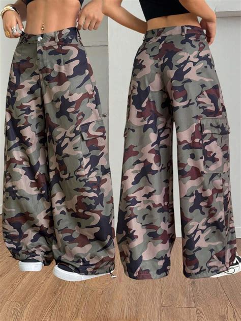 Flirla Women's Casual Camouflage Cargo Ankle Pants Fall Cloth For Women ...