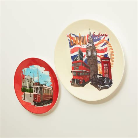 Buy Artesia Red and Beige Graphic Printed Melamine Round Wall Plate ...