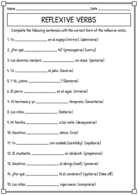 13 Worksheets Subject Verb In Spanish - Free PDF at worksheeto.com