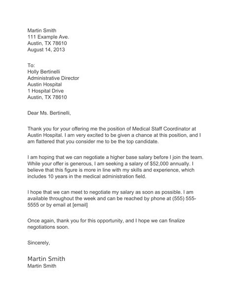 Free Printable Salary Negotiation Letter Templates [After Job Offer] Example