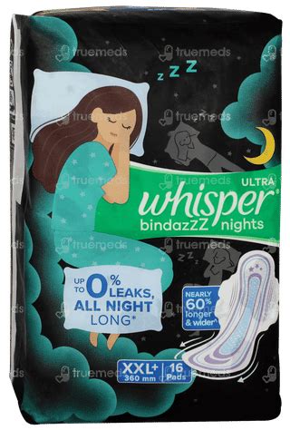 Whisper Bindazzz Nights Sanitary Pads Xxl 16 Pads - Uses, Side Effects ...