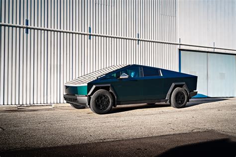 Forest Green Wrapped Tesla Cybertruck With Gloss Black CYBRHEX Forged Wheels - Cybertruck Wheels