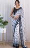 Black & White Shibori Georgette Saree with Mirror-work Blouse