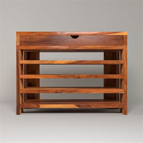Sheesham wood 4 row with single long drawer shoe rack – Woodshala