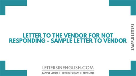 Letter to the Vendor for Not Responding - Sample Letter to Vendor ...