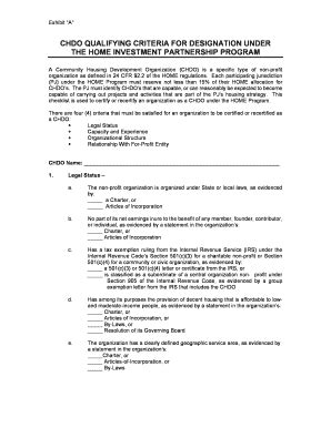 Fillable Online CHDO QUALIFYING CRITERIA FOR DESIGNATION UNDER THE HOME ...