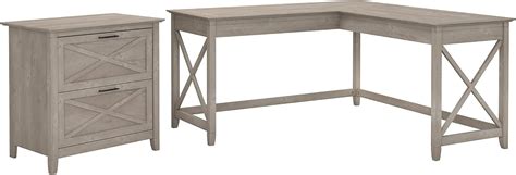 Buy Bush Furniture Key West 60W L Shaped Desk with Lateral File Cabinet ...