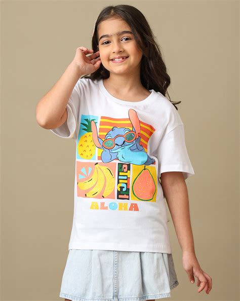 Lilo & Stitch Printed Relaxed Fit Tshirt For Girls – Kidsville