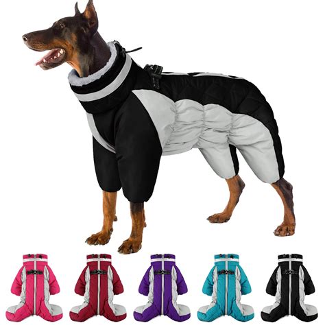 SUNFURA Four Legged Dog Coat Warm Fleece Dog Jacket, Reflective ...