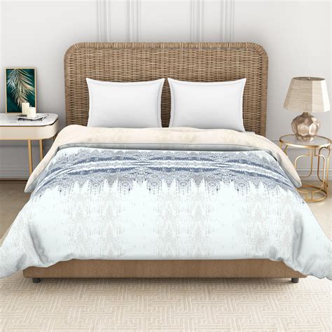 Buy SPACES Reagalis Blue Printed Cotton Double Bed Quilt - 224x270cm ...