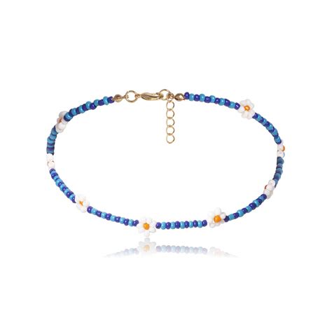 Aaishwarya Blue Women's Colorful Boho Flower Rice Beads Chain | Beaded ...