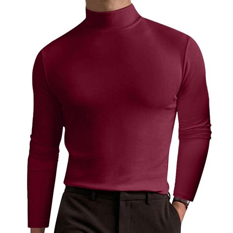 Men's Fashion Mock Turtleneck T-Shirts Long Sleeve Pullover Sweater ...