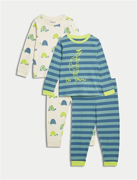Buy 2pk Pure Cotton Tortoise Pyjama Sets (1-8 Yrs) at Marks & Spencer