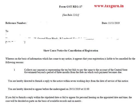 Show Cause Notice for Suo-Motto GST Registration Cancellation