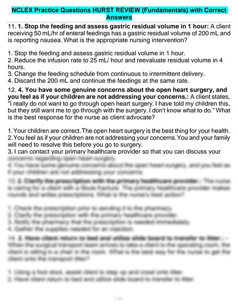 SOLUTION: Nclex practice questions hurst review fundamentals with ...