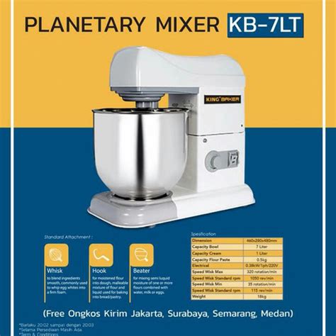 Jual Mixer Tabletop KB-7LT/ kapasitas 7 Liter / KING BAKER - Kota Medan ...