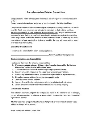 Braces Removal Consent Form - Fill and Sign Printable Template Online