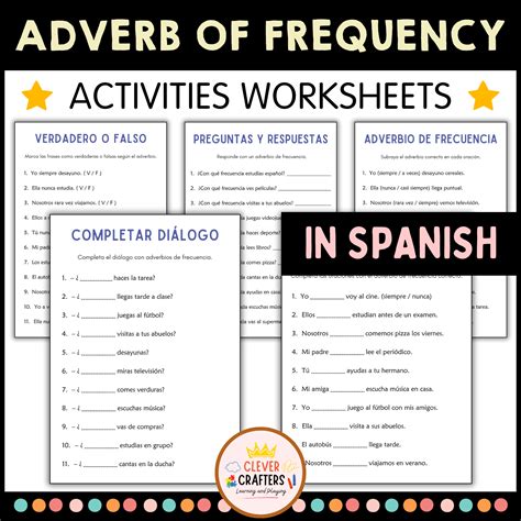 Adverb of Frequency Worksheets in Spanish - Adverbio de Frecuencia by ...