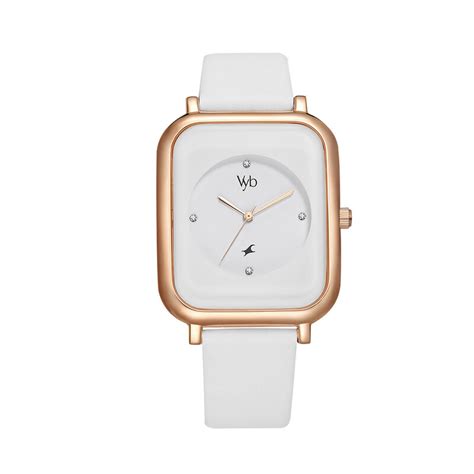 Buy Online Fastrack Vyb Muse Quartz Analog White Dial Leather Strap ...