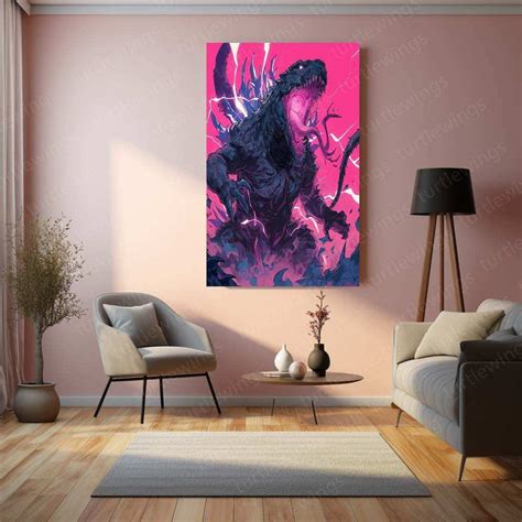 Godzilla Metal Poster | Kaiju Movie Wall Art | Monster King Aesthetic ...