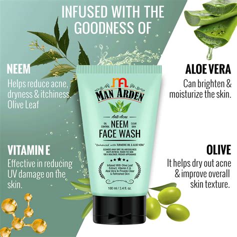 Buy MAN ARDEN ANTI-ACNE NEEM FACE WASH - FOR OIL CONTROL AND CLEAR SKIN ...