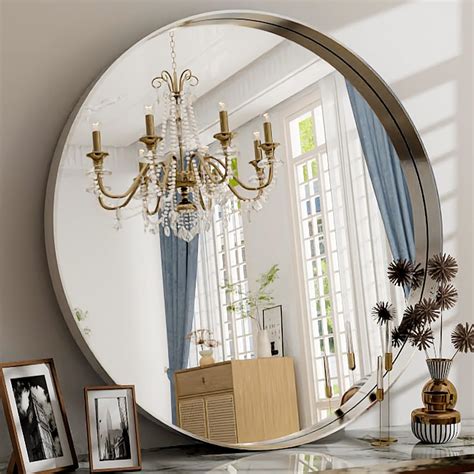 Amazon.com: Suidia Wall Mirror, Silver Metal Frame Mirror 30 inch ...