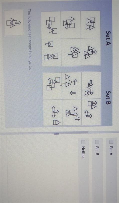 Look at the two sets of shapes. Then determine whether a test shape ...