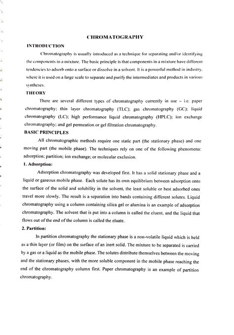 Chromatography - Practical session for thesis presentation ...
