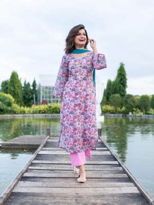 Buy Label Shaurya Sanadhya Baby Pink Self Embroidered Cotton Kurta with ...