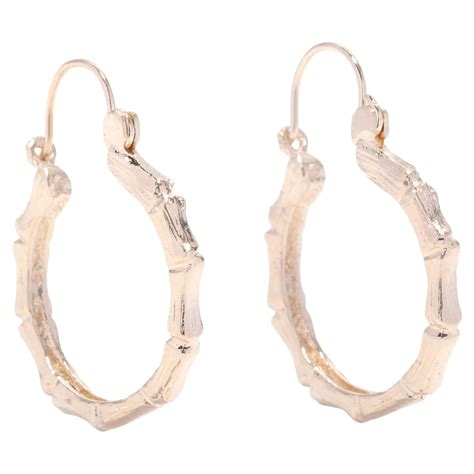 Gold Bamboo Hoop Earrings, 14K Gold, Bamboo Tube Hoops, Small Gold ...