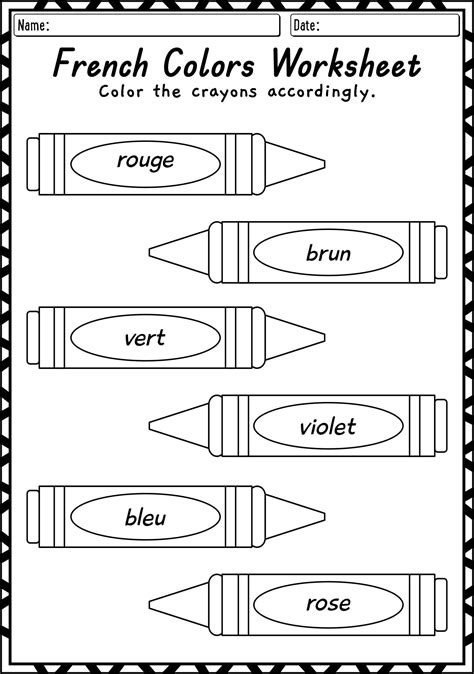 Pinterest French Worksheets Colors | Color worksheets, French ...